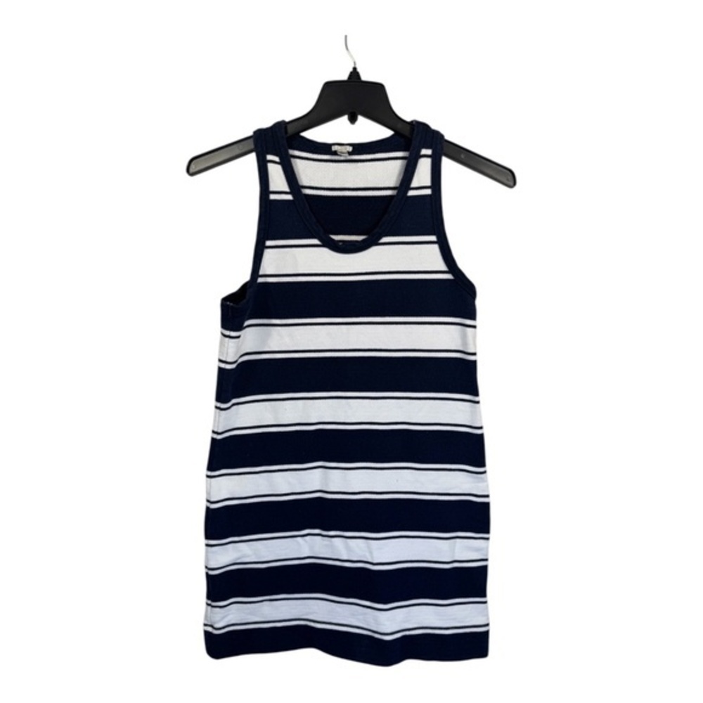 J Crew Dress Womens Size Small Black White Striped Heavy Cotton Nautical Summer